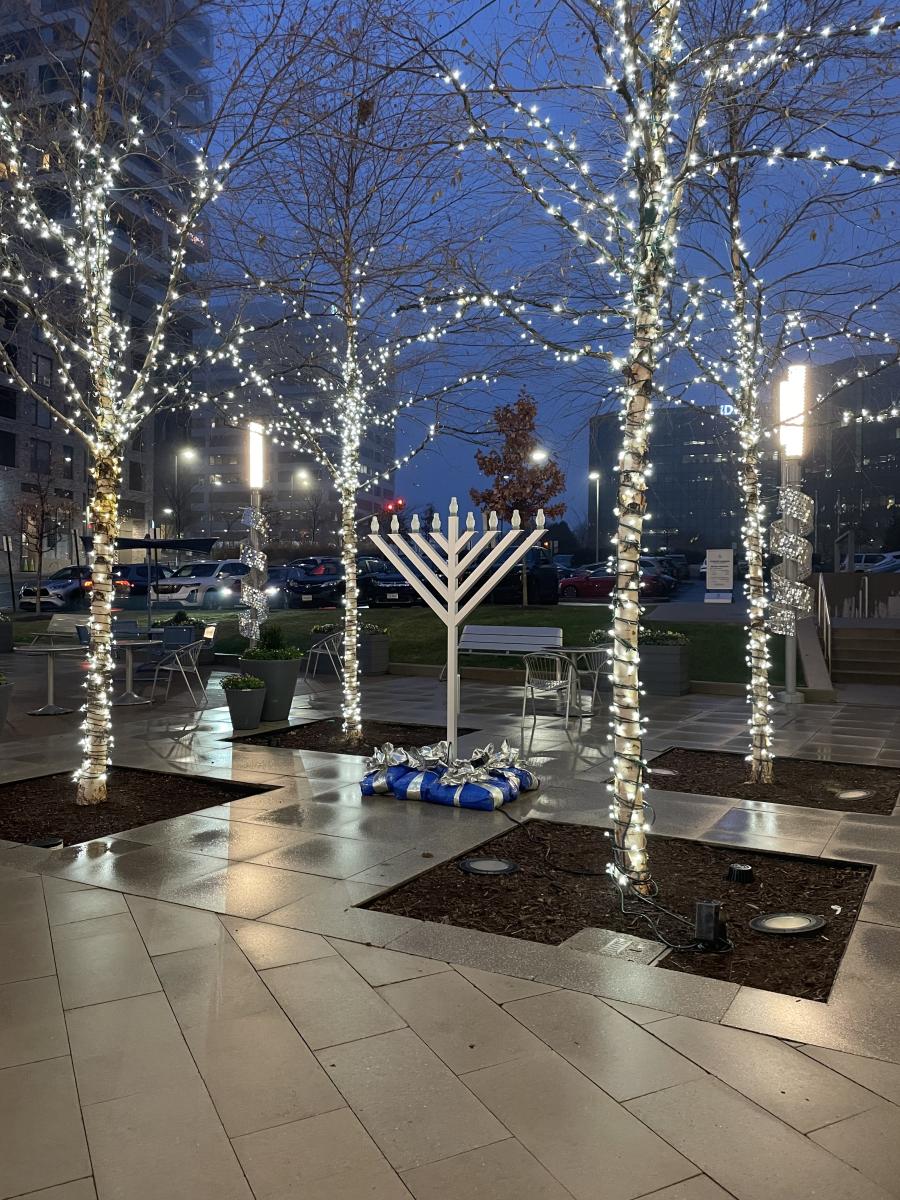 Menorah with tree lighting