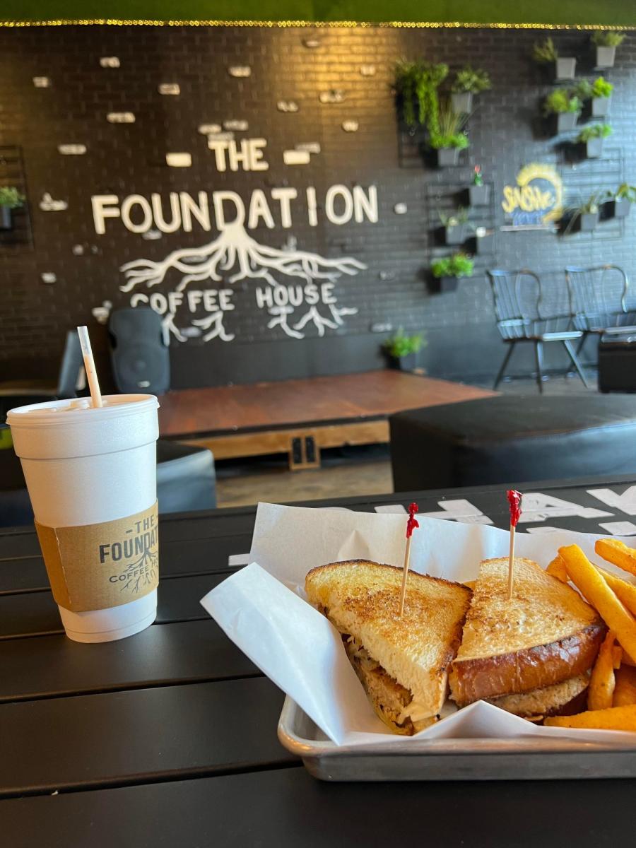 View of a meal at the Foundation Coffee Shop