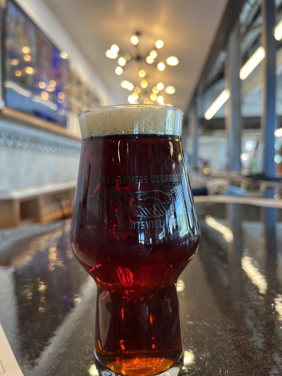 Close-up view of a beer at the Brewers CoOp Stovehouse