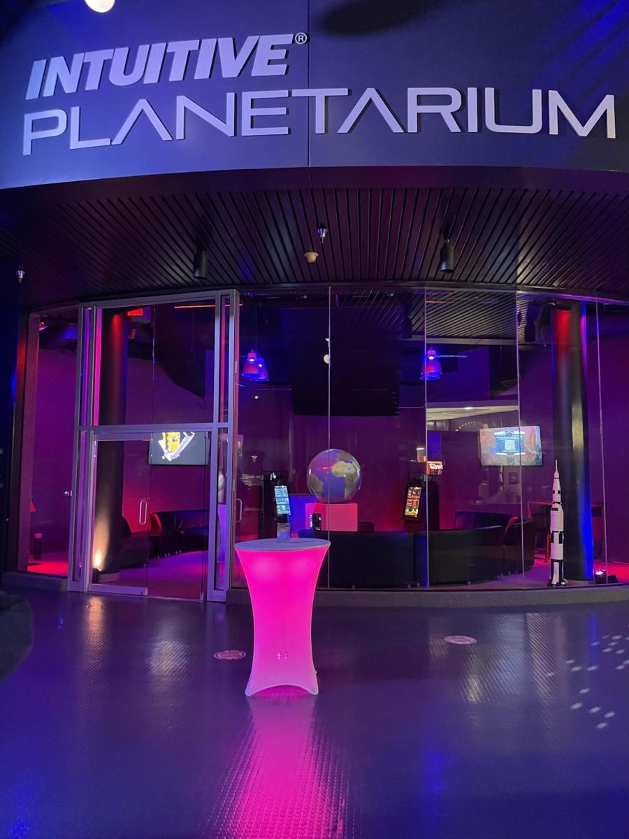A view of the entrance to Cocktails and Cosmos Intuitive Planetarium