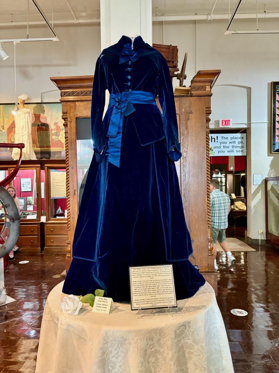 Wayne County Historical Museum Richmond wedding dress exhibit, blue dress