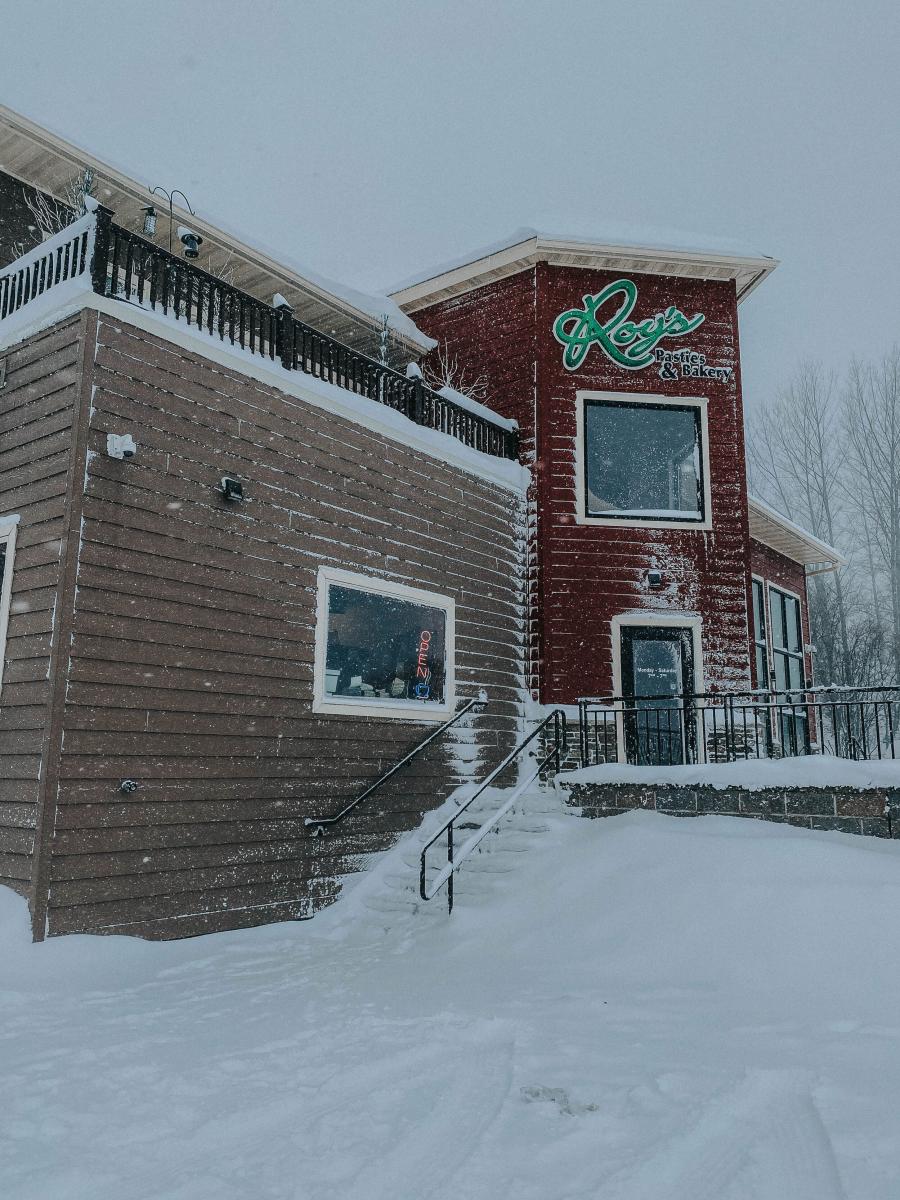 a restaurant facade in winter