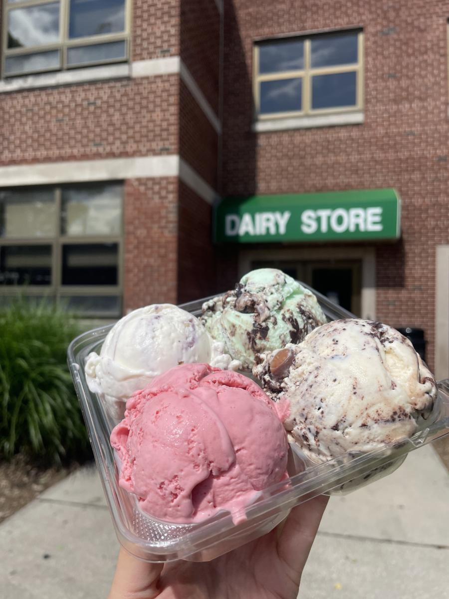 Colorful Ice Cream Flight from the MSU Dairy Store.