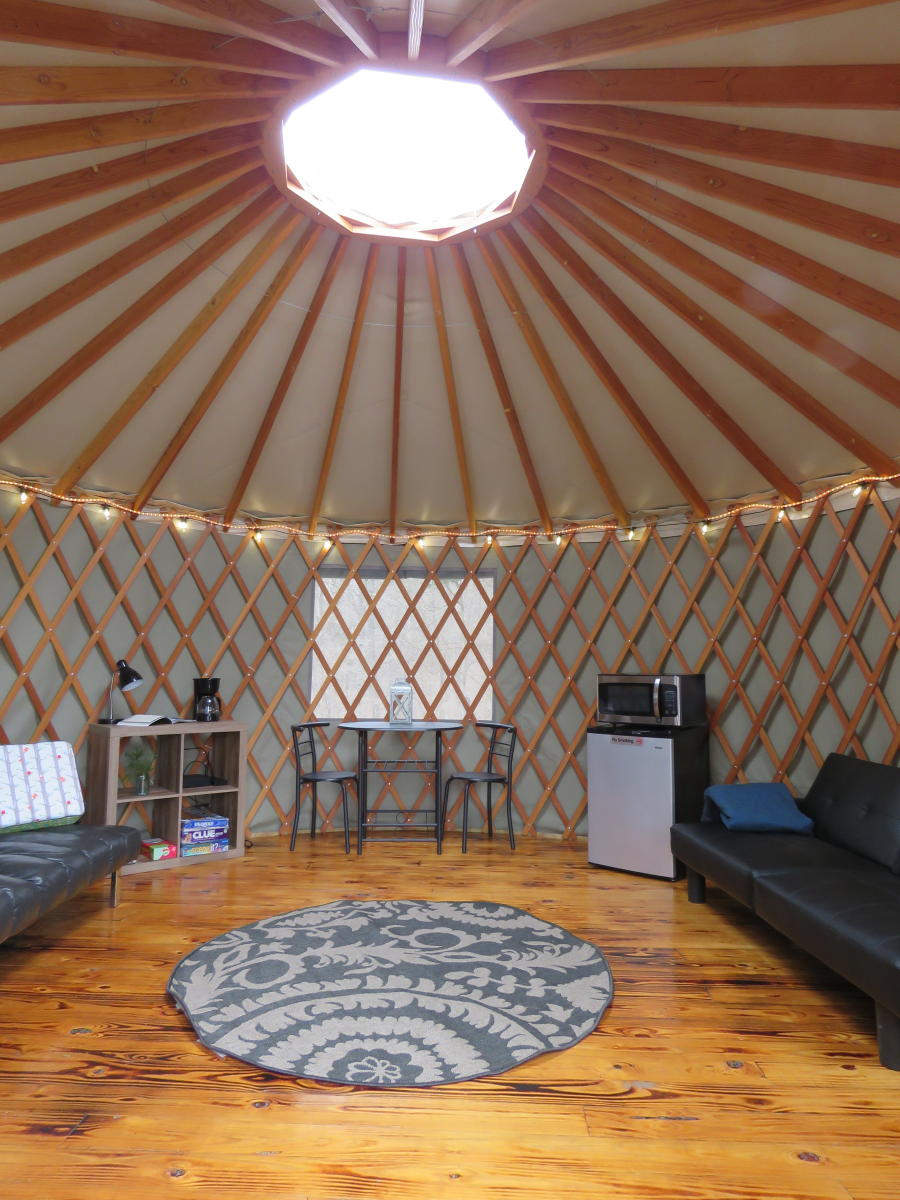 photo of interior of a yurt at aj jolly park in Alexandria ky