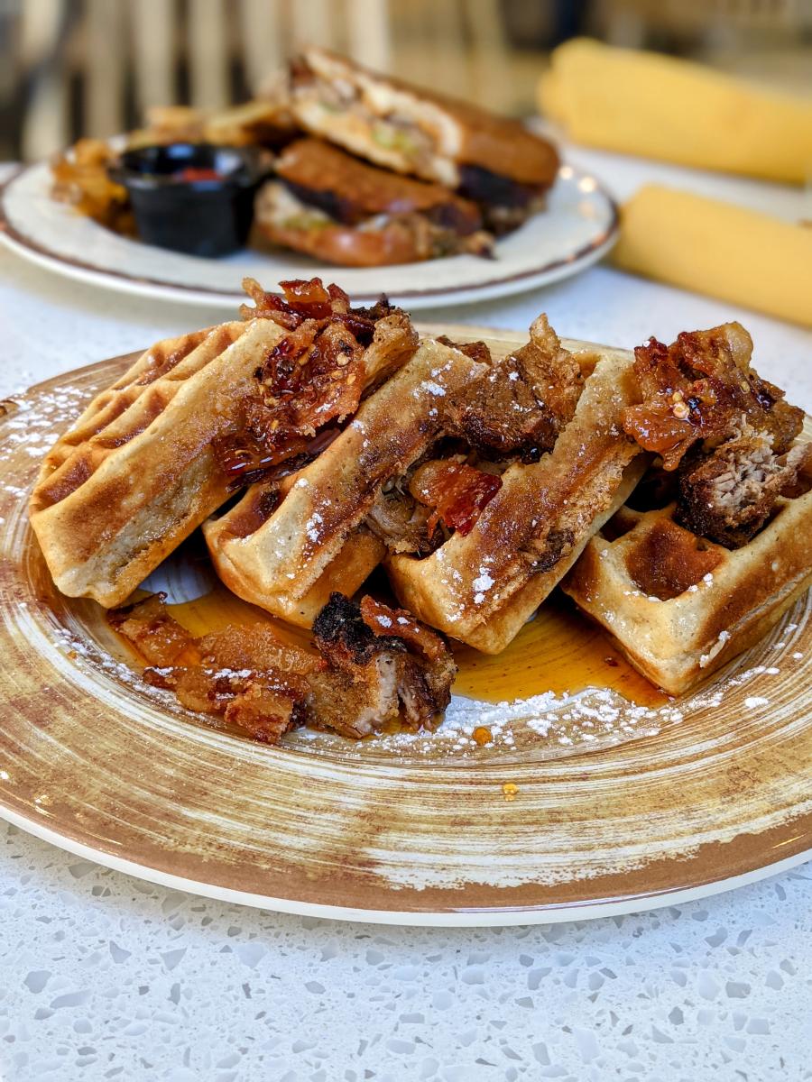 pork waffle at yuca by cedar in bellevue