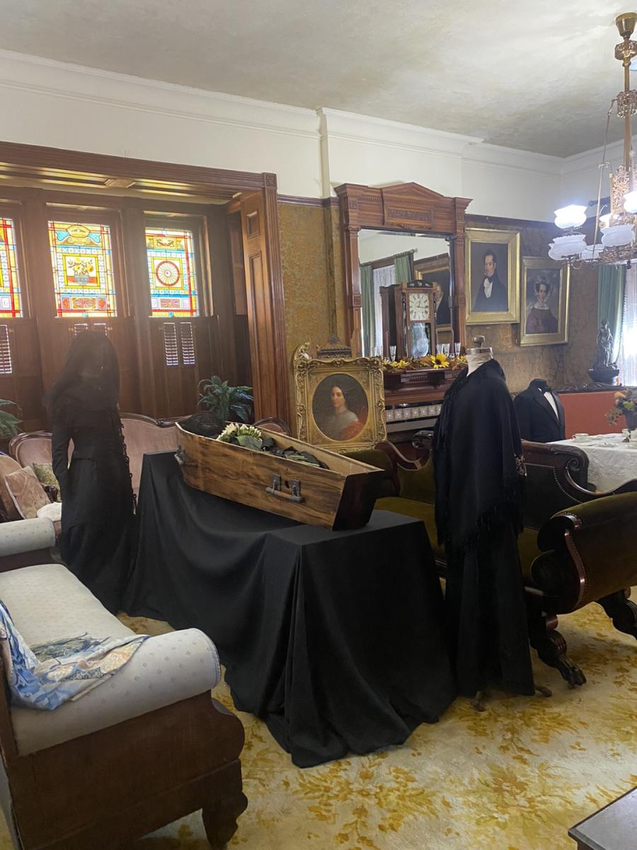 living room funeral in a victorian home