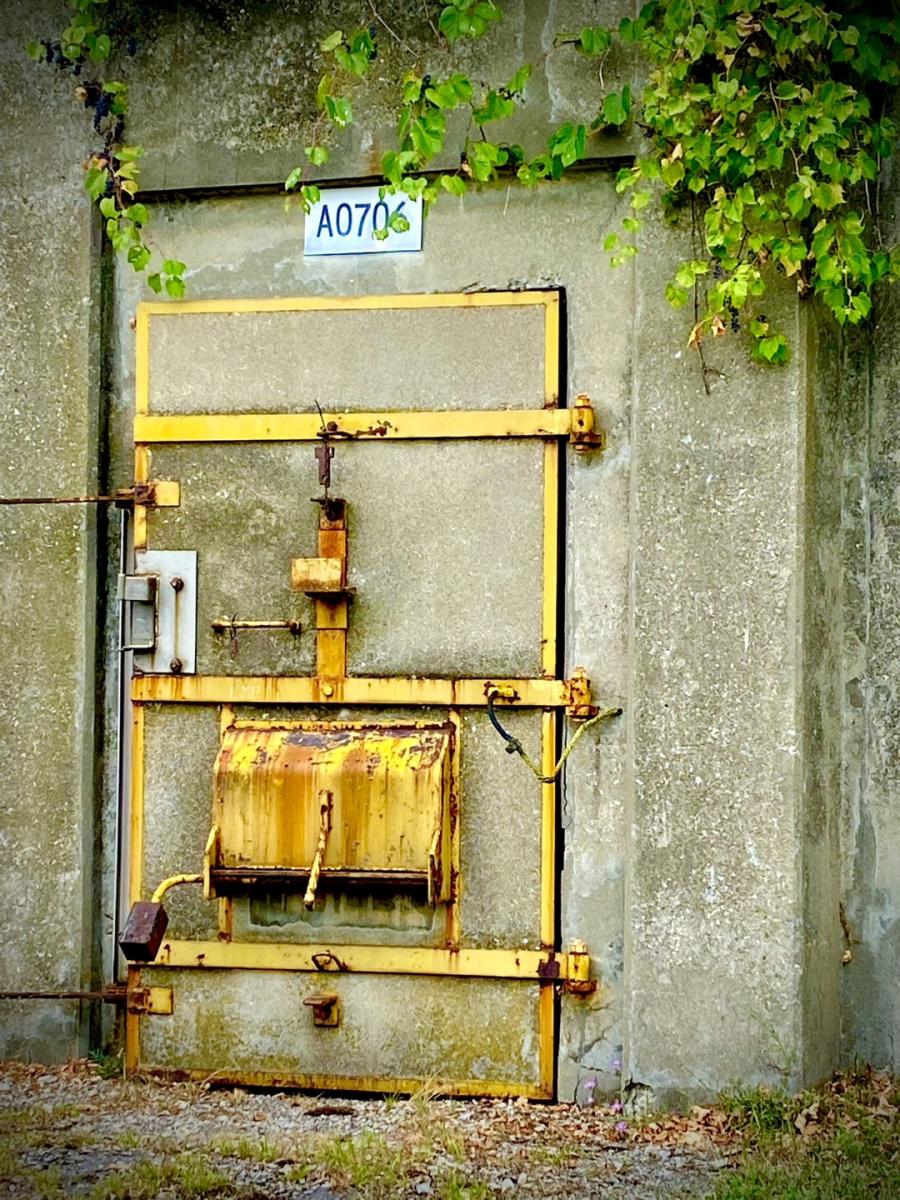 close up of abandoned military structure's door