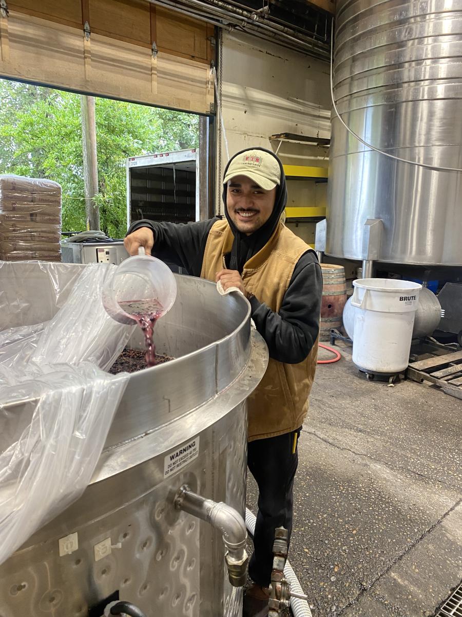 David Bautista in the cellar at Willamette Valley Vineyards