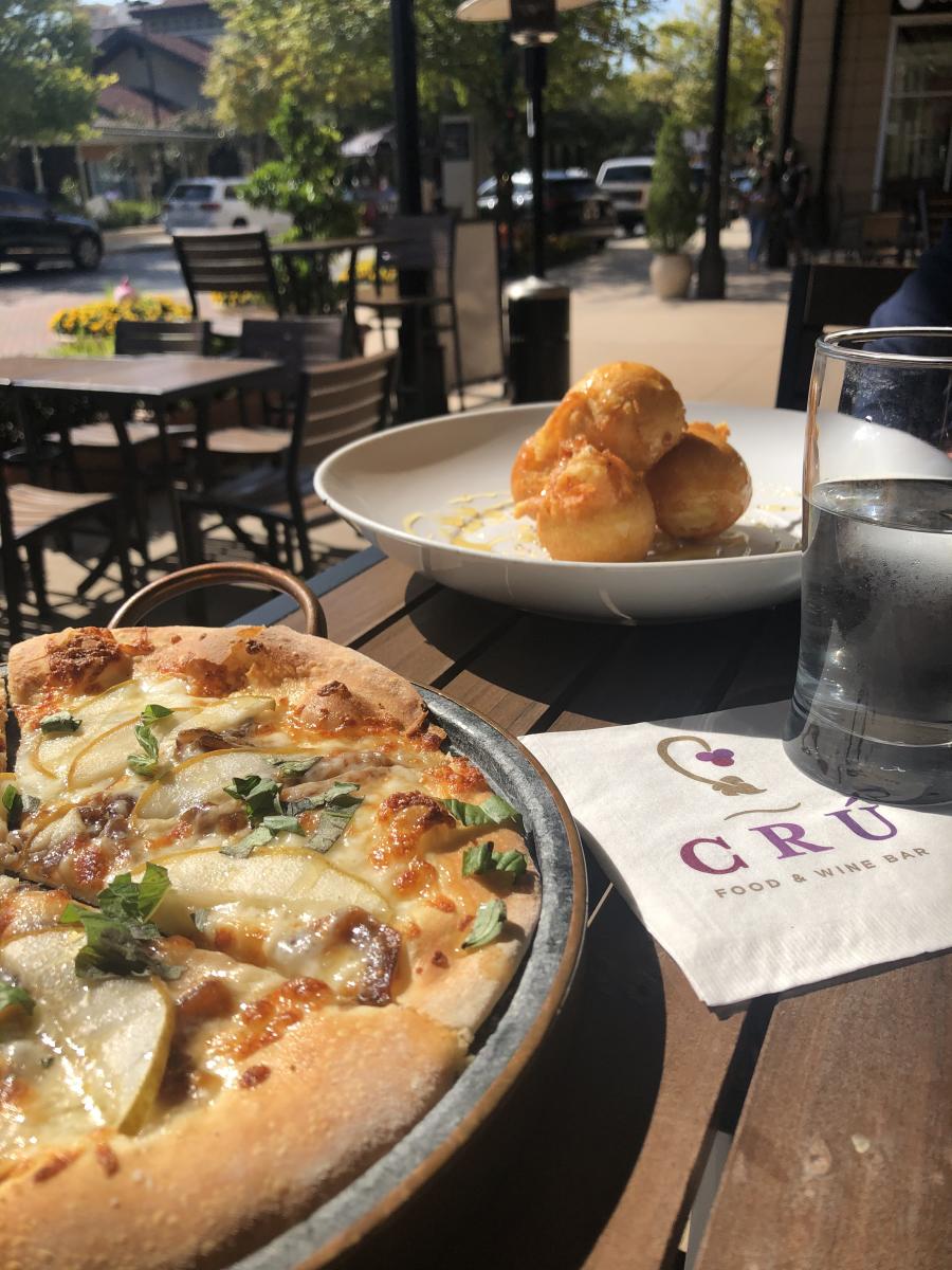Pizza and Beignets on the Patio at CRU