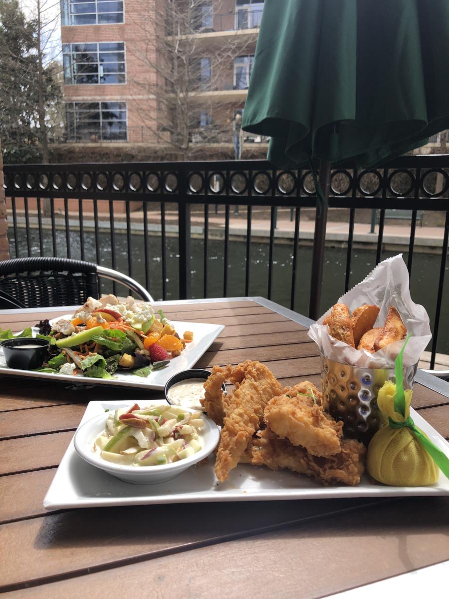 Fish & Chips and the Signature Salad from The Goose's Acre