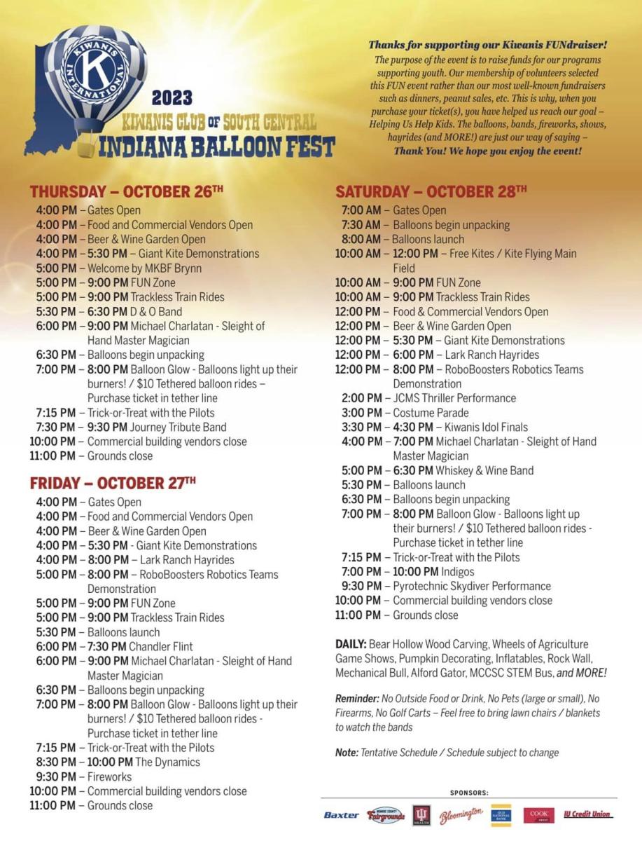 Kiwanis Balloon Fest 2023 Schedule