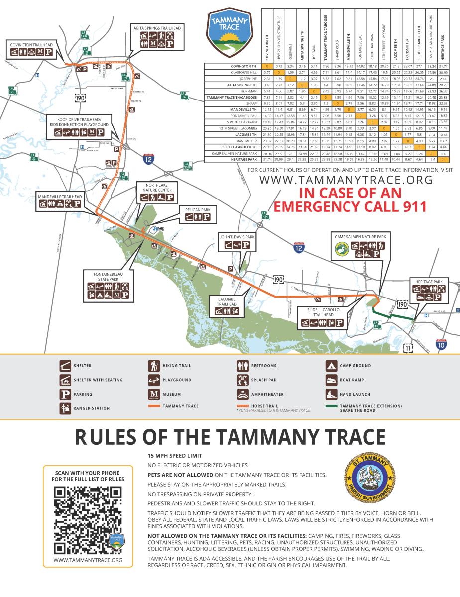 Tammany Trace Map, 2021