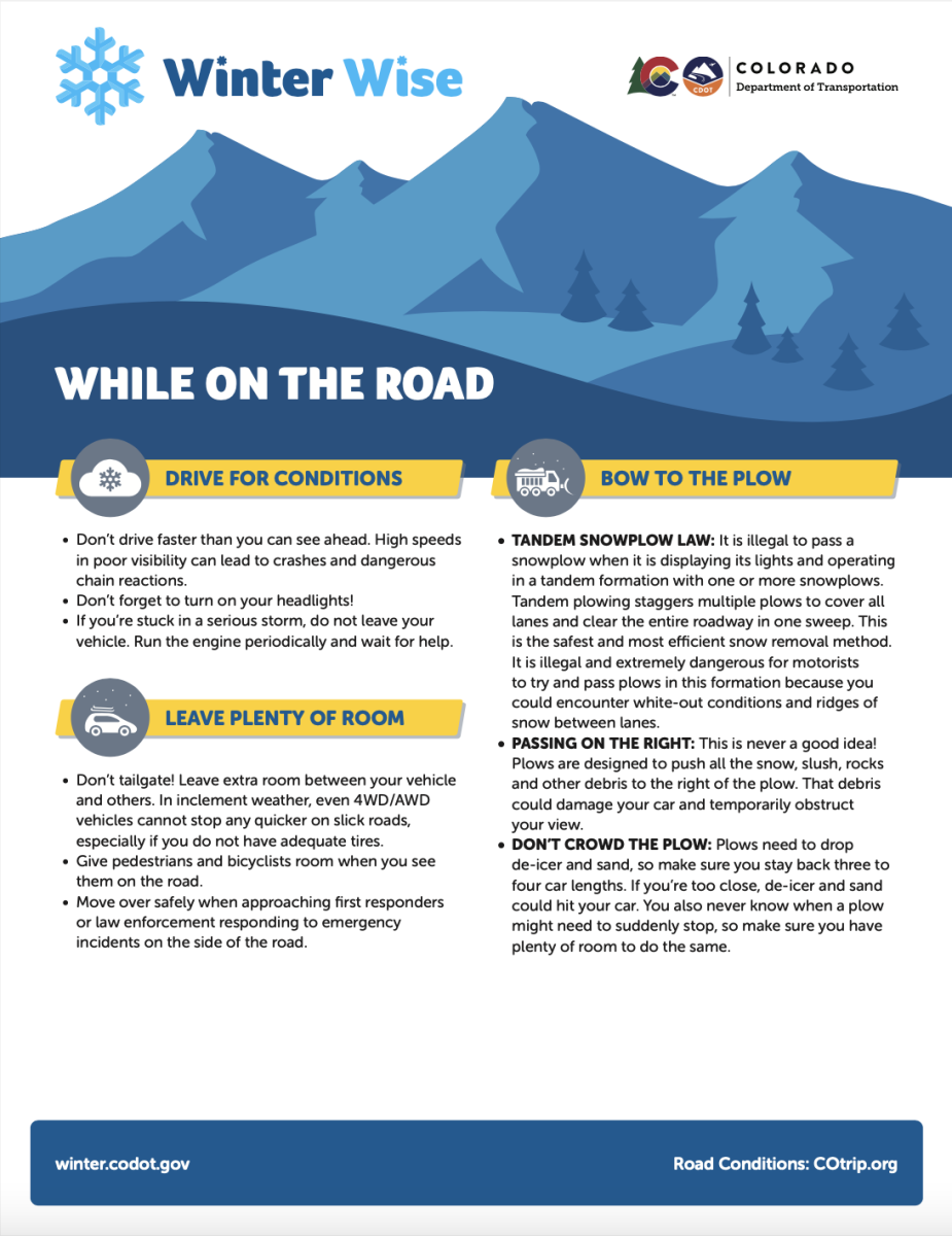 Infographic with trips on winter driving in Colorado