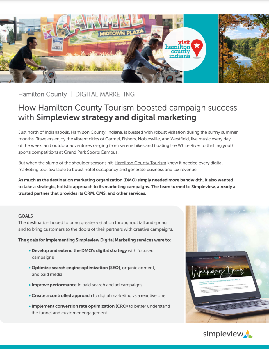 Visit Hamilton County Indiana - Digital Strategy & Digital Marketing Case Study | Simpleview