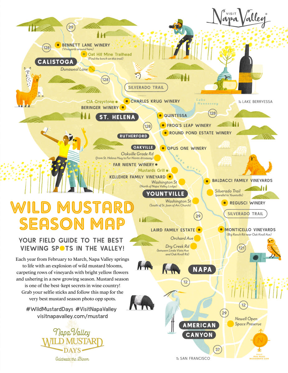 Napa Valley Wild Mustard Days Map 2022