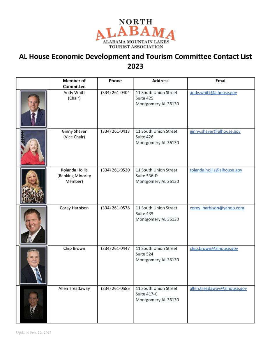 Alabama House Economic Development and Tourism Committee 2023