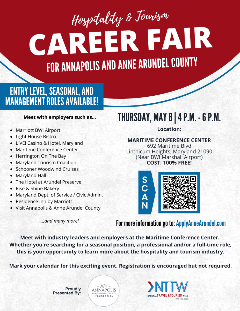 Hospitality & Tourism Career Fair for Annapolis and Anne Arundel County Entry Level, Seasonal, and Management Roles Available