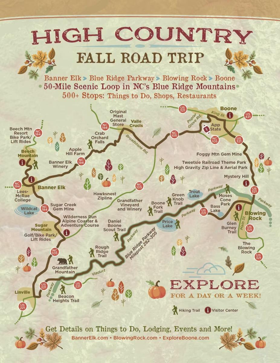 High Country Fall Road Trip Map