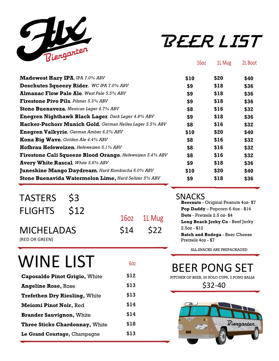 Biergarten Beer Menu