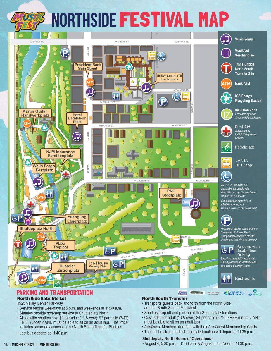 A Map of Musikfest 2023 Northside locations