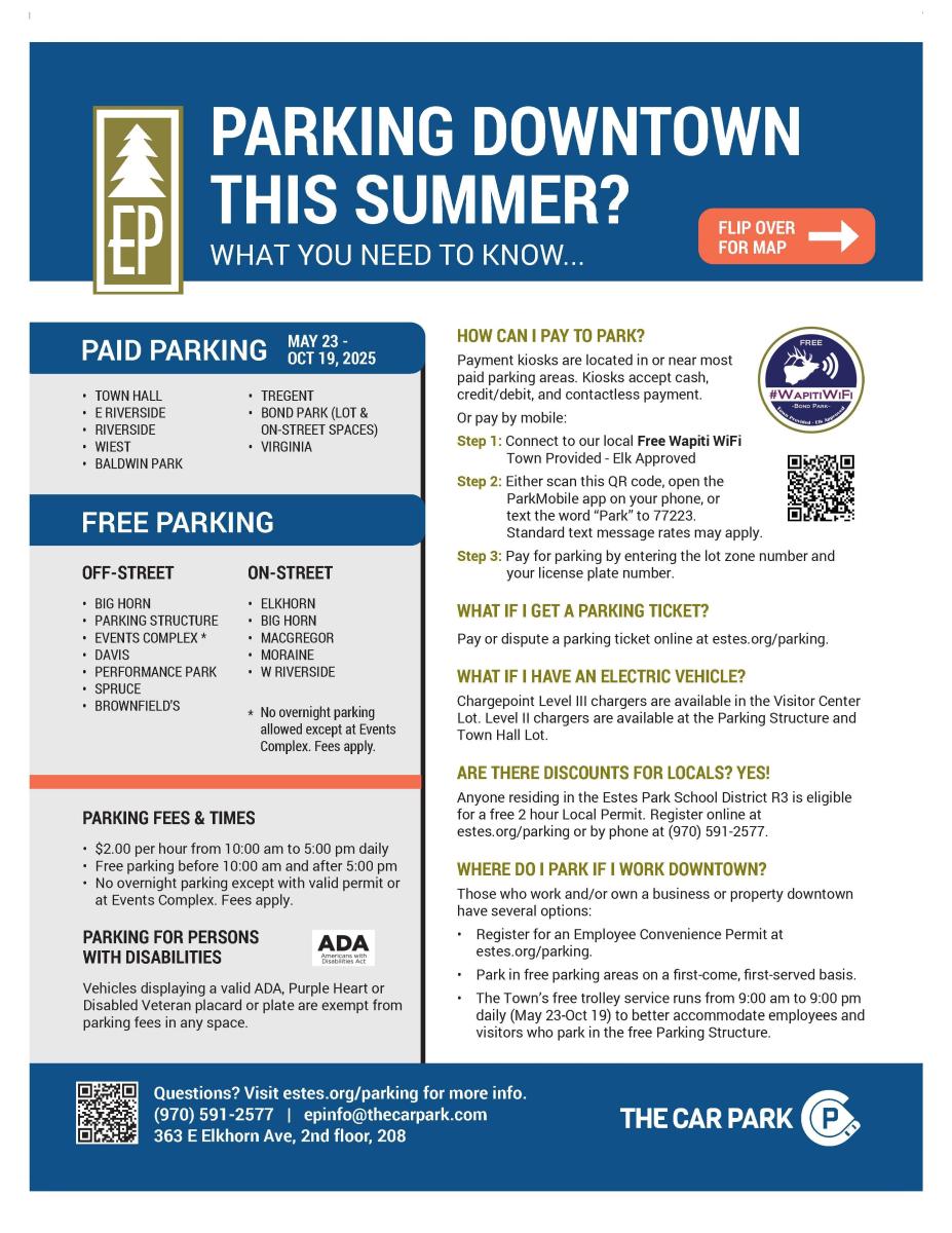 2025 Town of Estes Park Parking Need to Know