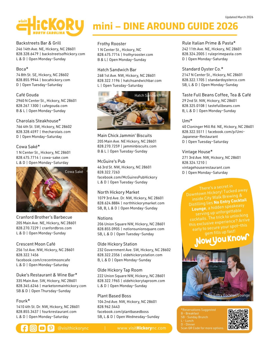 Back of Mini Attraction & Dine Around Guide 2025