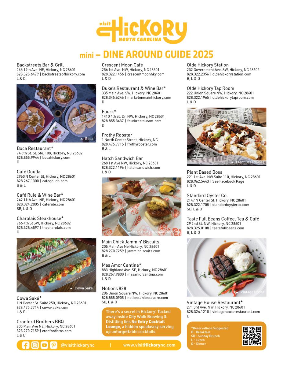 Back of Mini Attraction & Dine Around Guide 2025