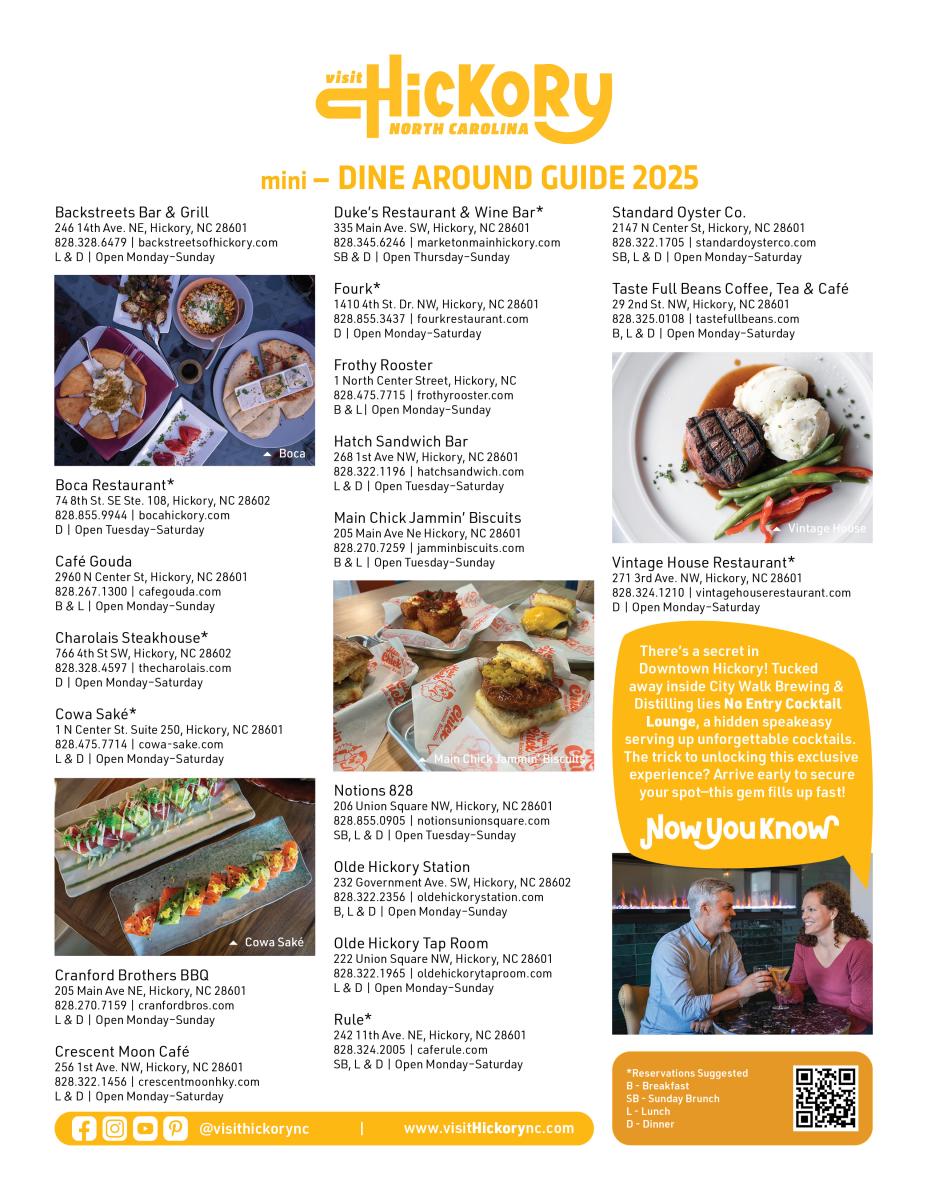 Back of Mini Attraction & Dine Around Guide 2025