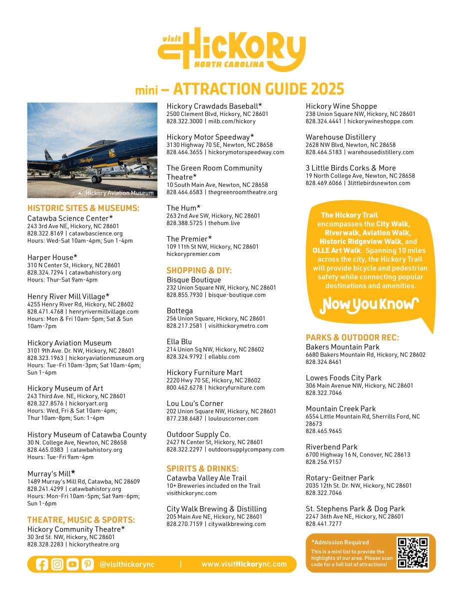 Front of Mini Attraction & Dine Around Guide 2025