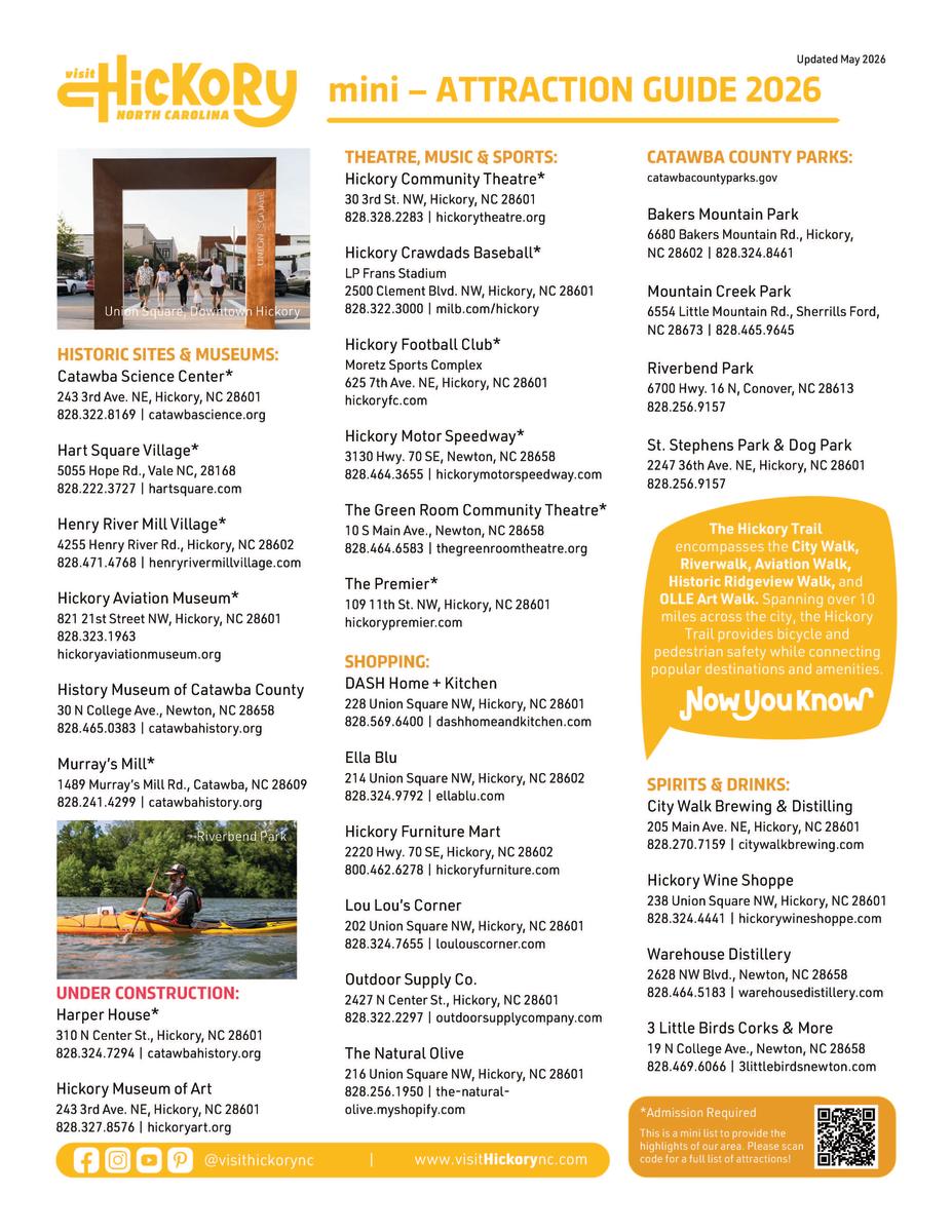 Front of Mini Attraction & Dine Around Guide 2025