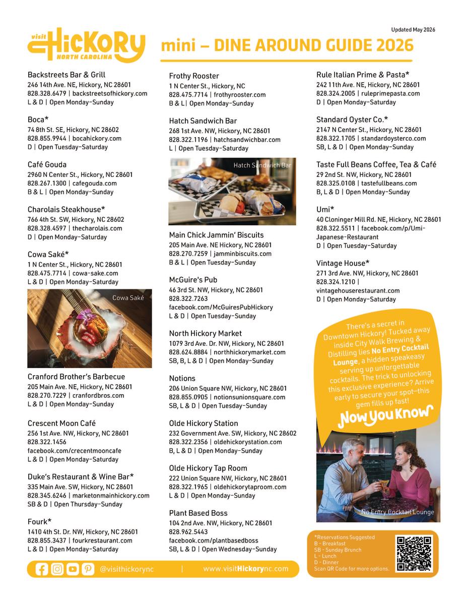 Back of Mini Attraction & Dine Around Guide 2025