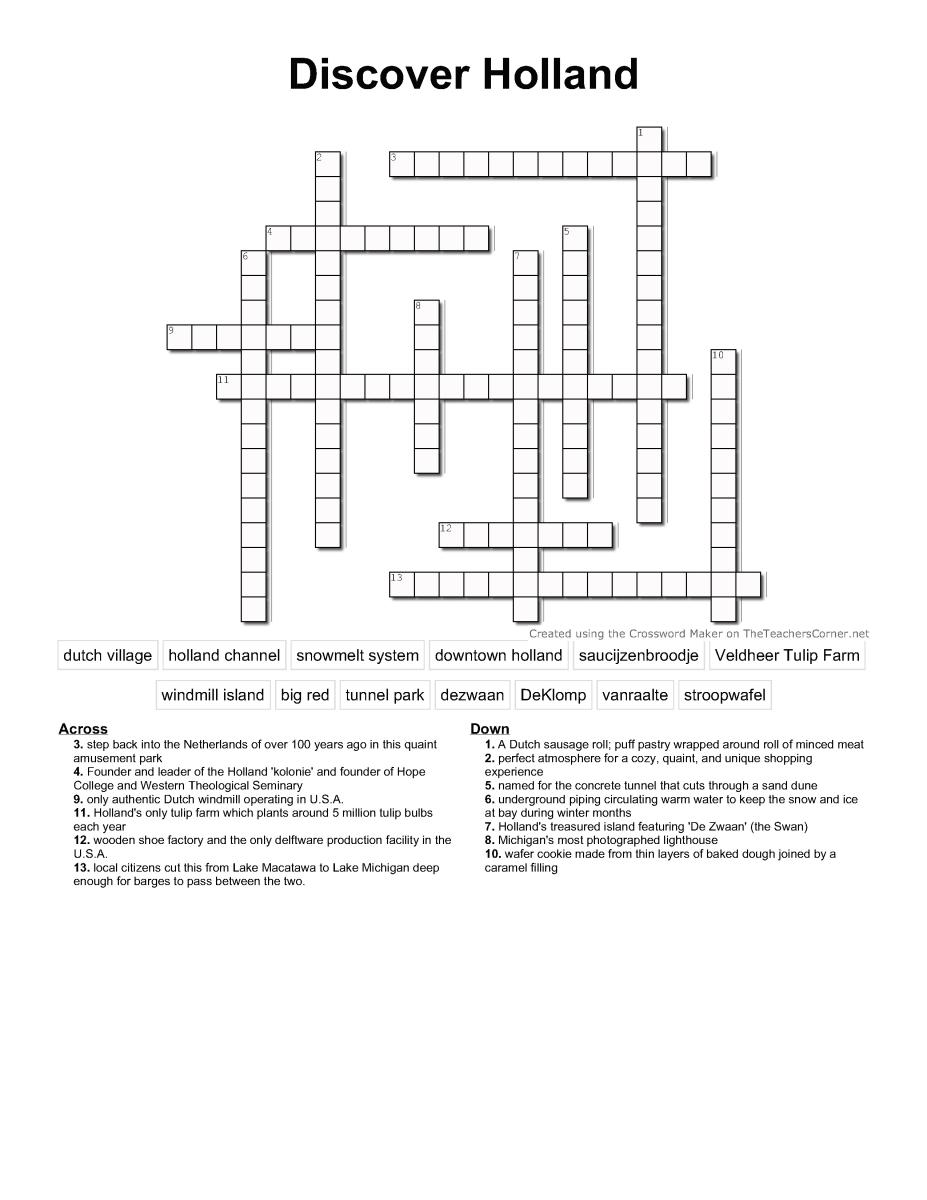discover holland crossword