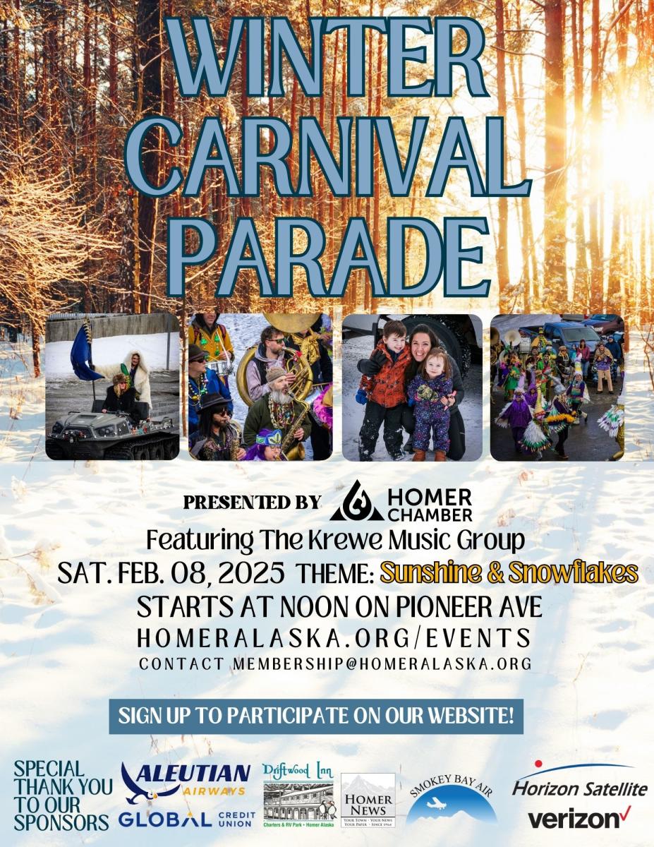Flyer for the 2025 Homer Winter Carnival Parade