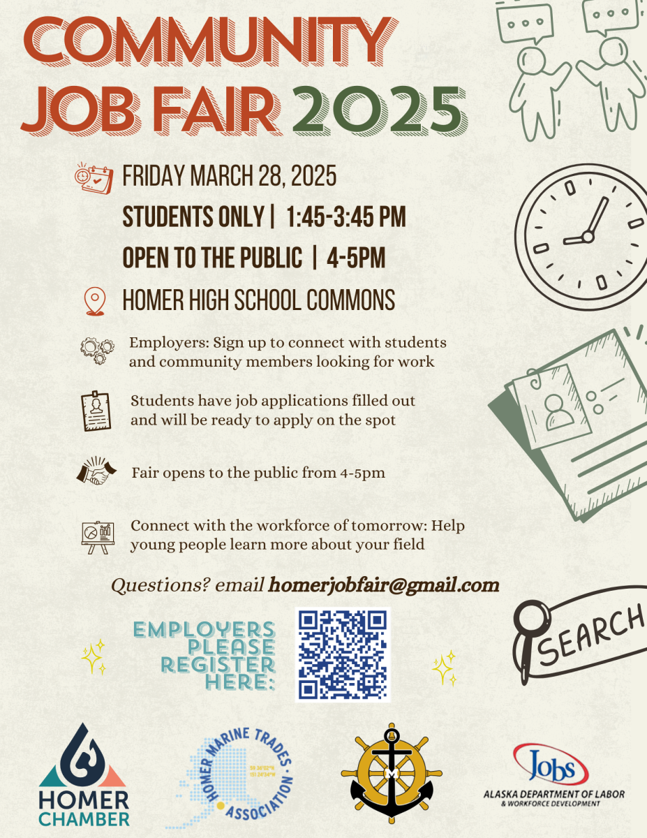 Flyer for the 2025 Homer Community Job Fair on Friday, March 28, 2025