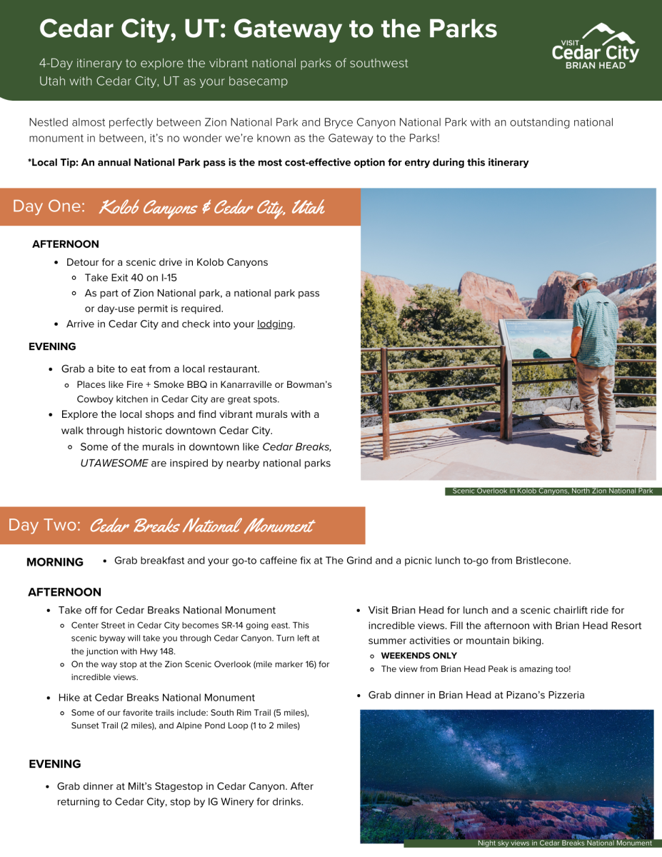 Gateway to the Park Itinerary (page 1)