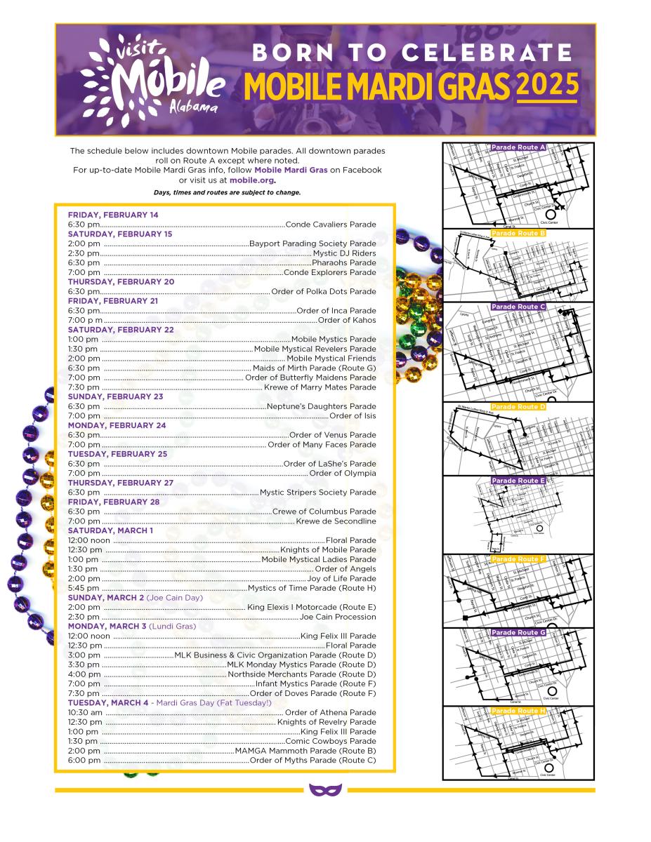 Revised 2025 Mardi Gras Parade Schedule