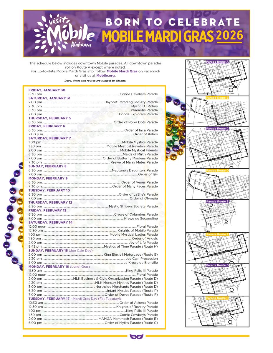 2026 Mardi Gras Schedule