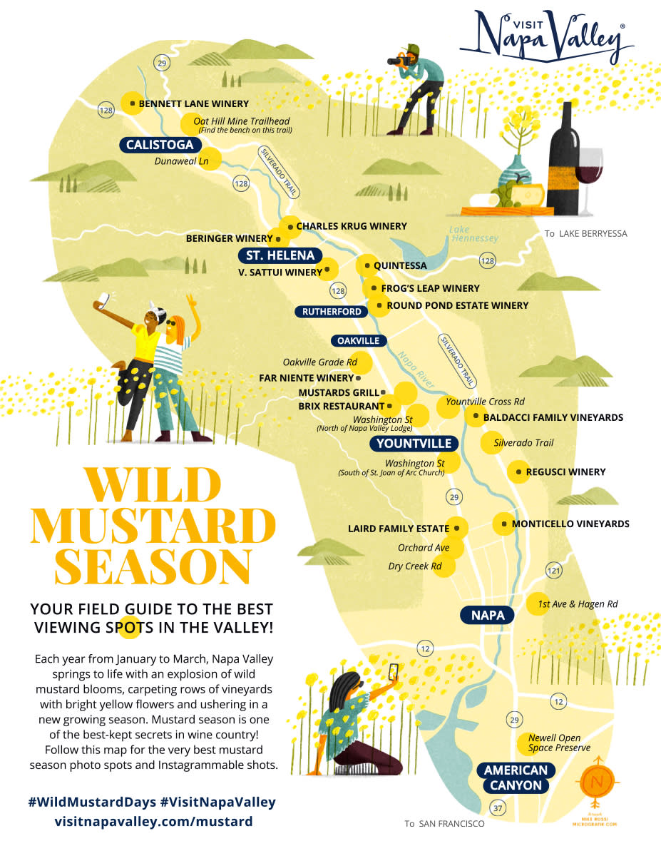 Napa Valley Wild Mustard Season Map 2023