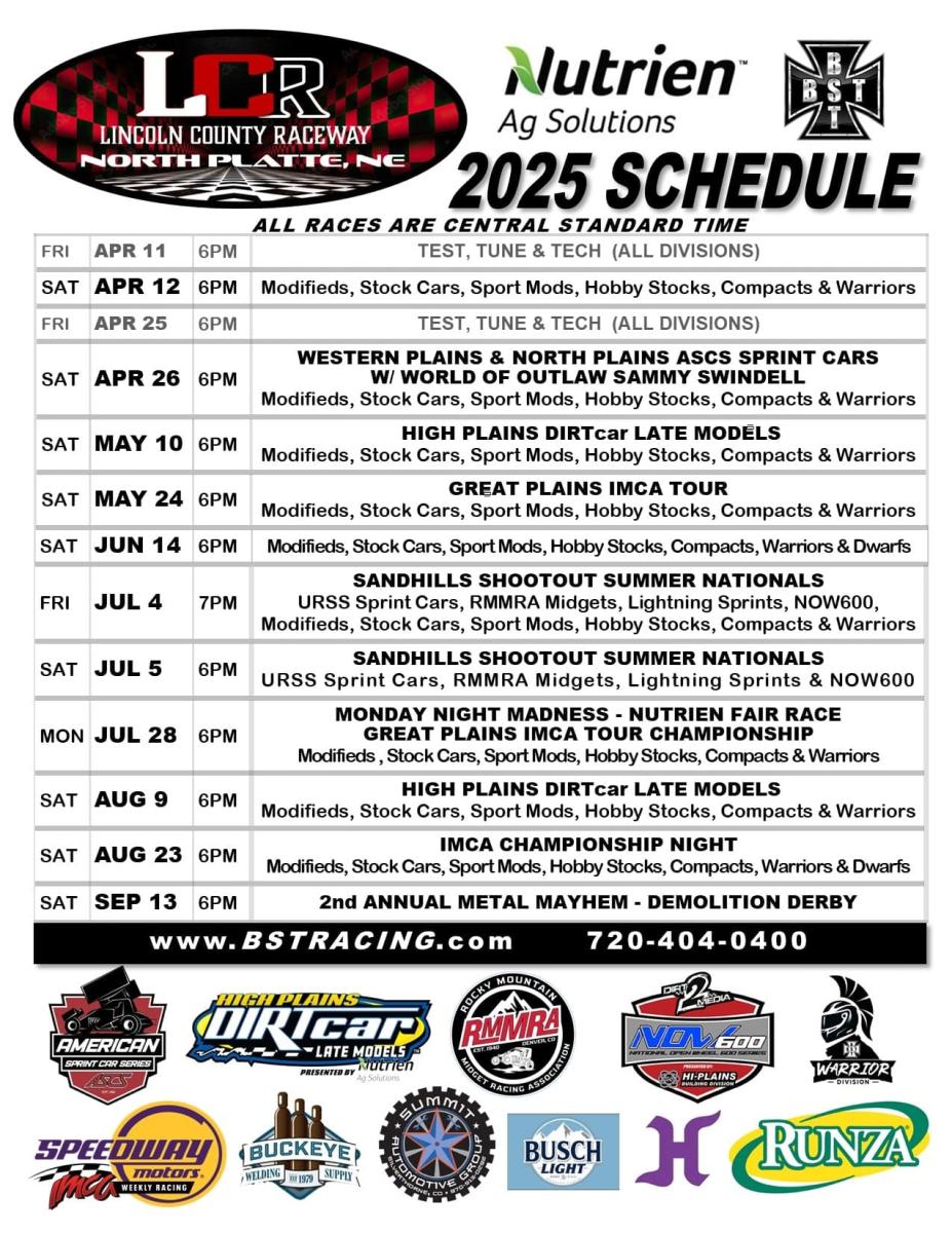 Lincoln County Raceway 2025 Schedule
