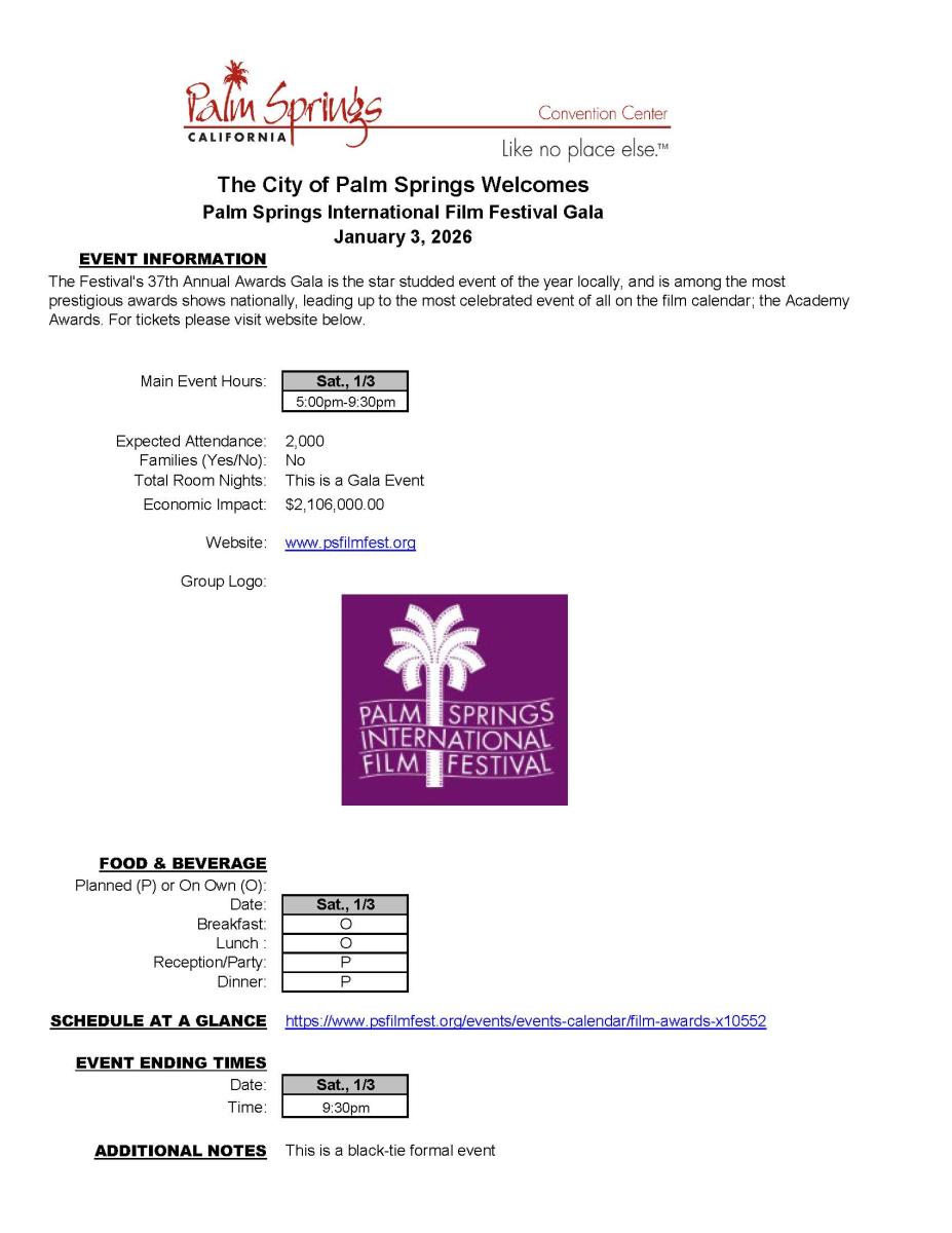 Palm Springs International Film Festival Gala