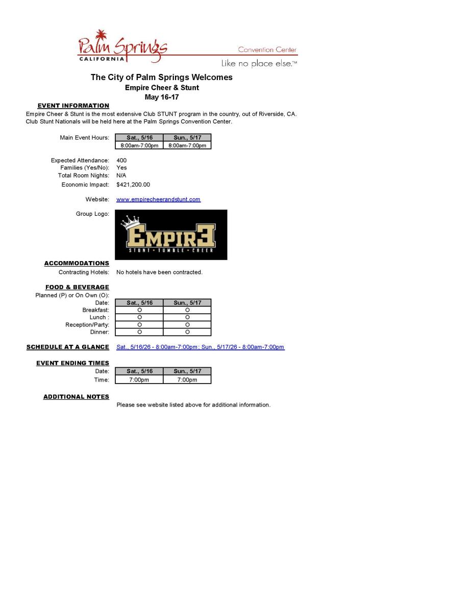 Empire Cheer & Stunt 2026