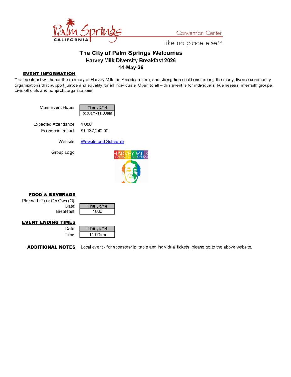 Harvey Milk Diversity Breakfast 2026