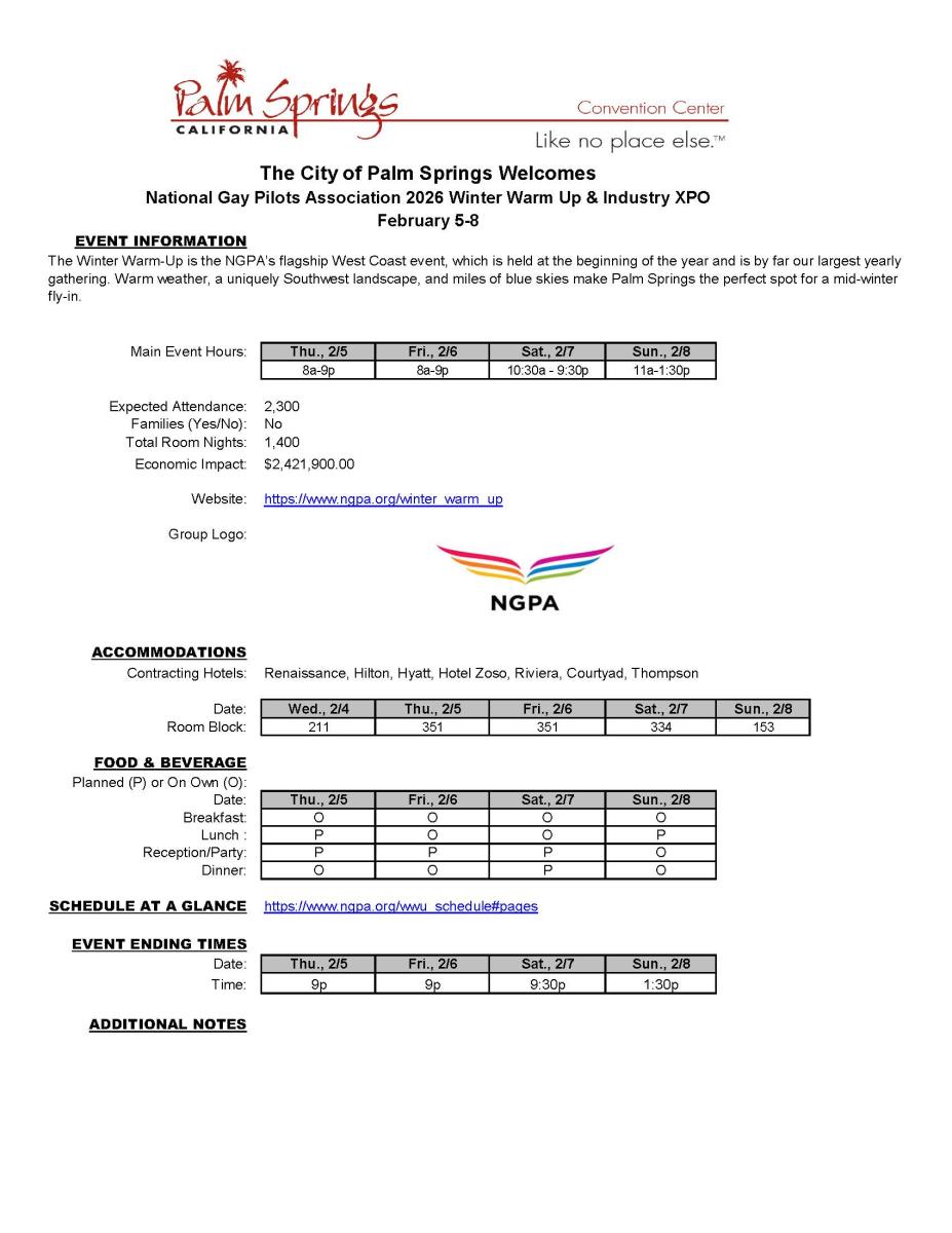 National Gay Pilots Association 2026 Winter Warm Up & Industry XPO