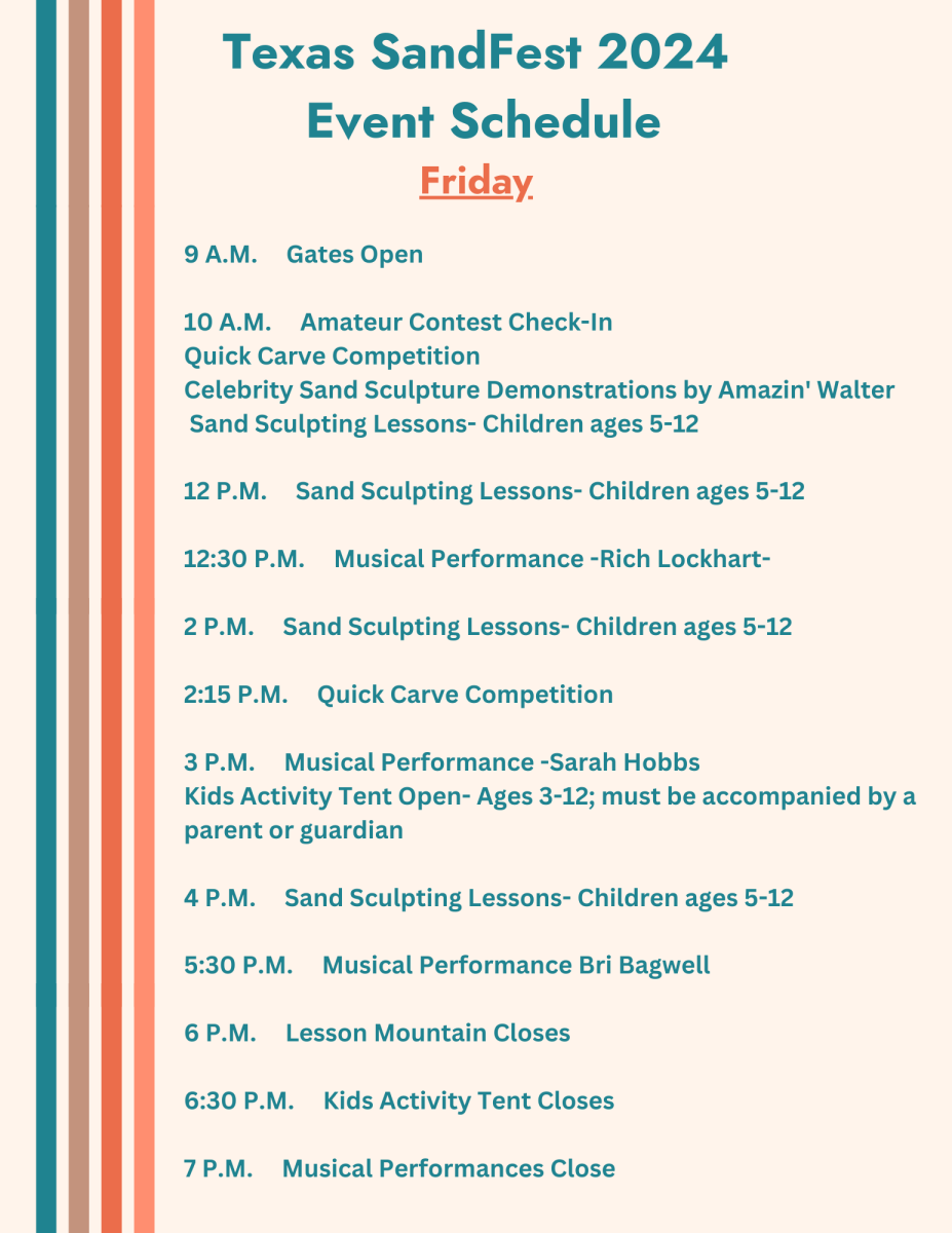 Schedule of Events for Texas SandFest Friday 2024