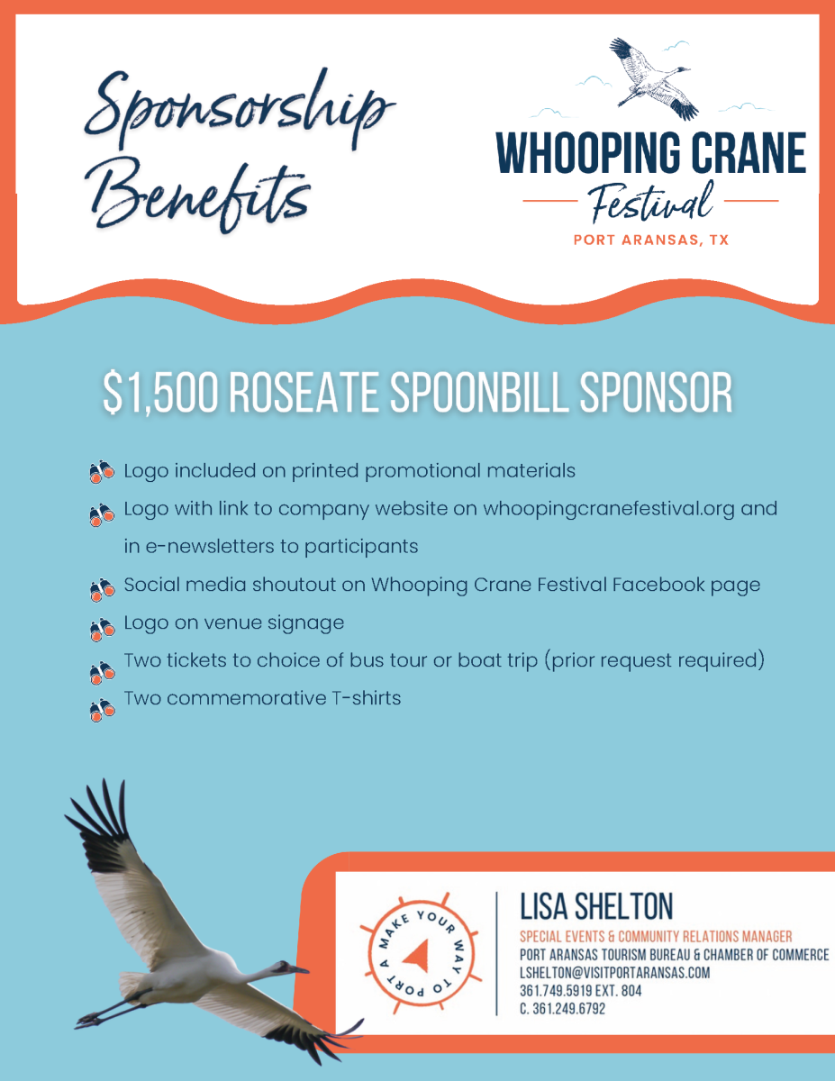 Whooping Crane Festival $1,500 Roseate Spoonbill Sponsor