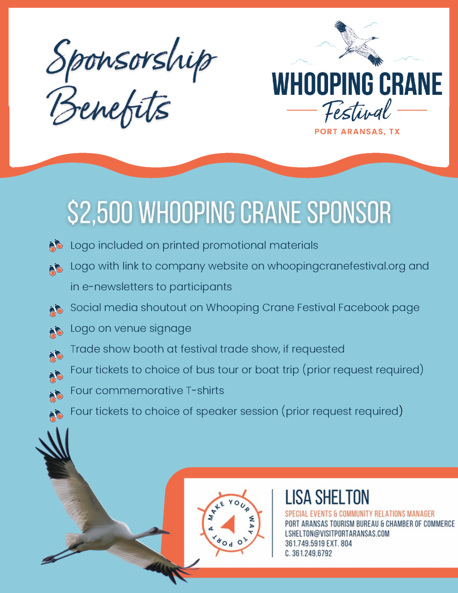 Sponsorship flyer for Whooping Crane Festival at the $2,500 level