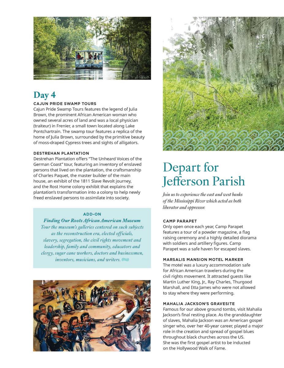 Soul of the South group itinerary - Jefferson Parish