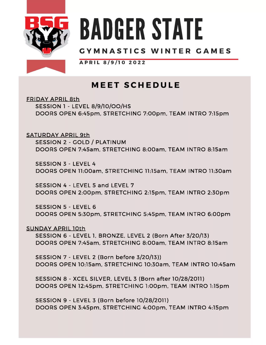 BSG gymnastics schedule