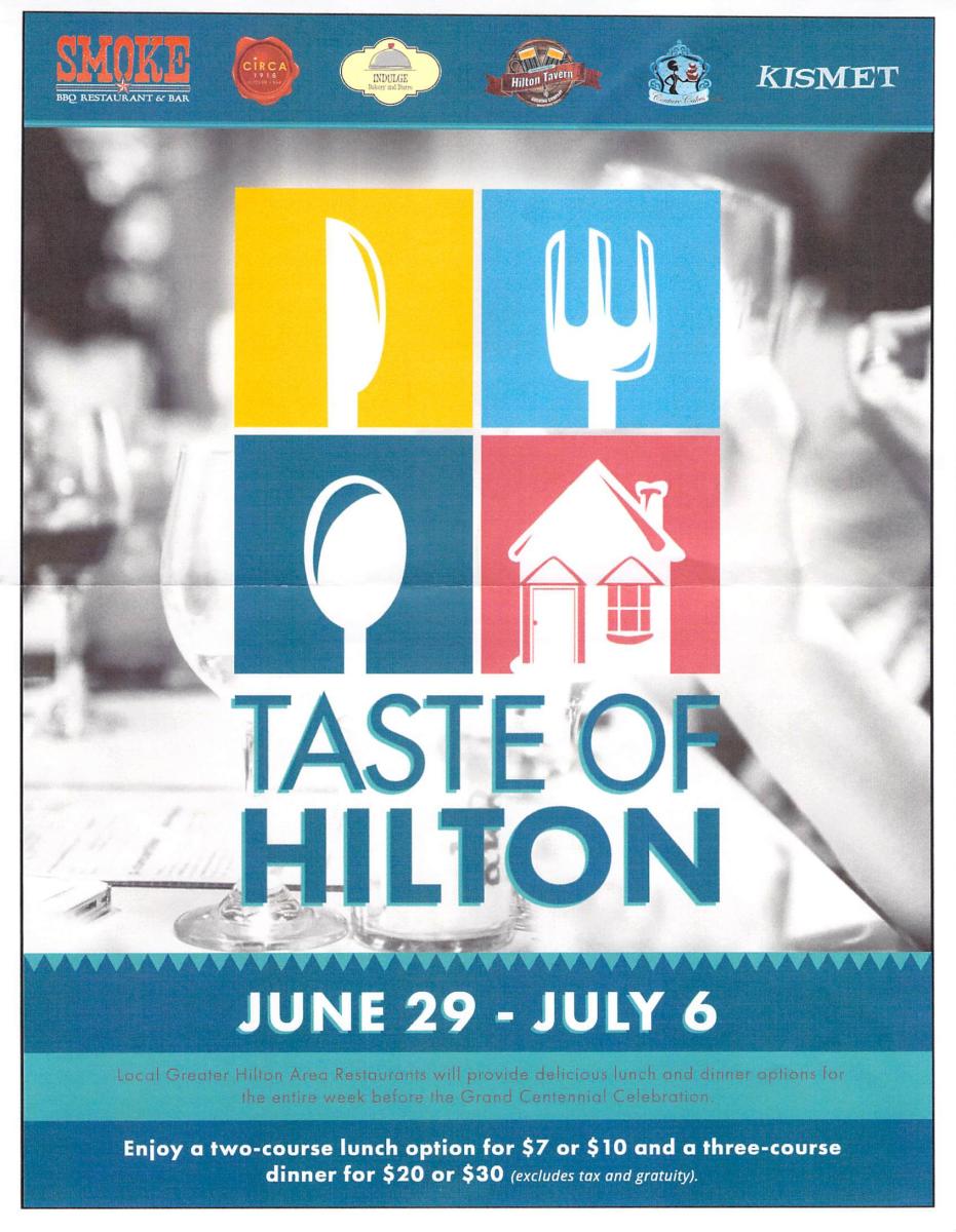 Taste of Hilton June 29 through July 6, 2018