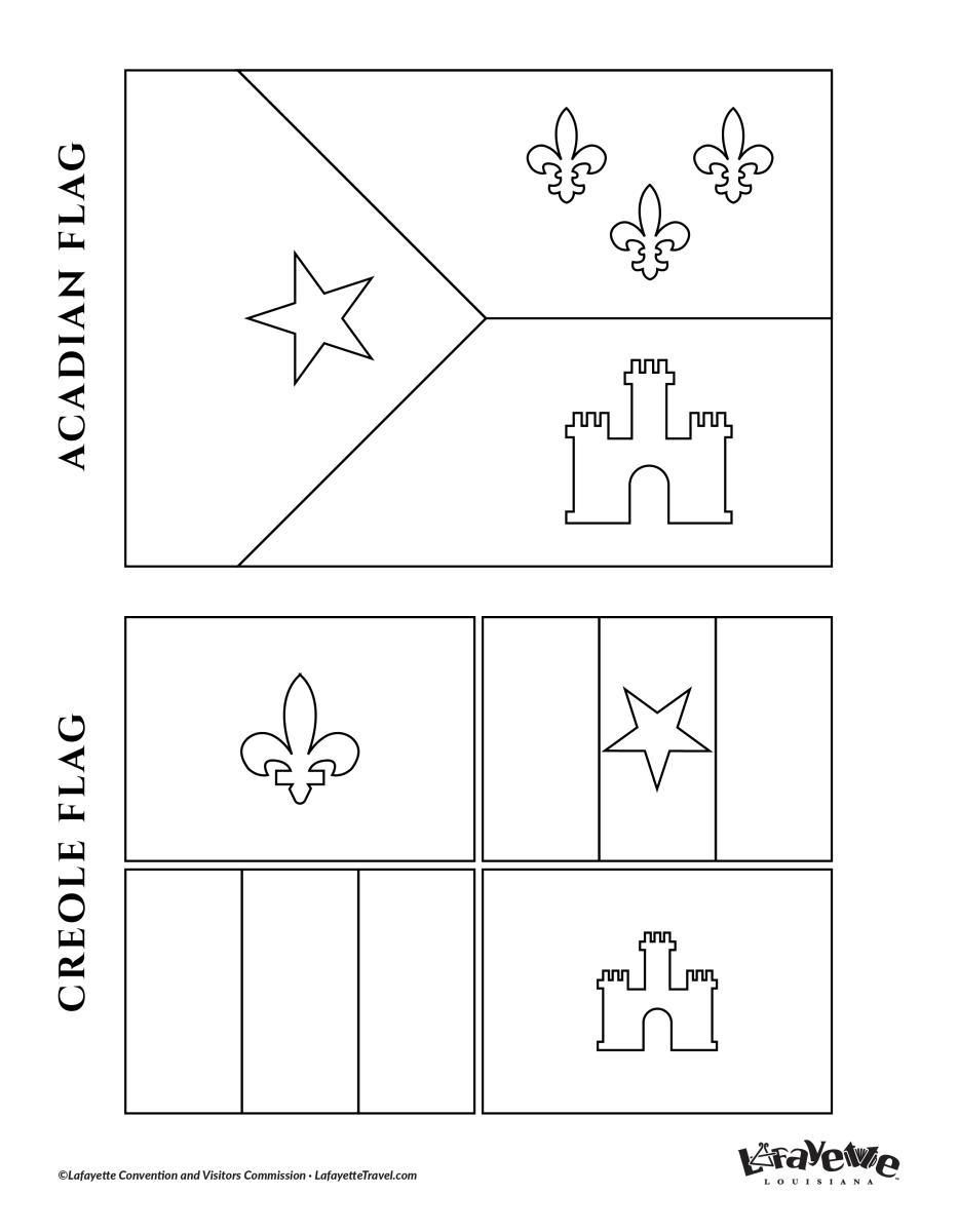 Acadian Flag and Creole Flag Coloring Sheet